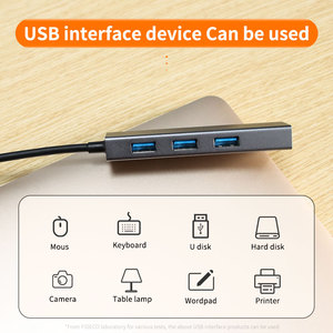 FIDECOラップトップPCコンピューターUSB-A 3.0からUSB3.0 * 34ポートイーサネットスプリッター/USB LANポートアダプターUSBハブ - Product Image 4