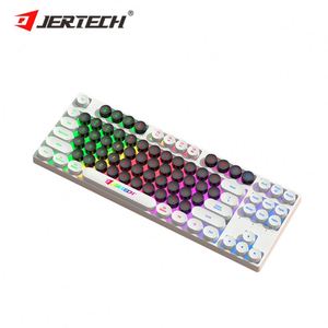 El más nuevo teclado de juego personalizado Jertech DK600 PUNK, teclas personalizadas en blanco y negro, interfaz USB, LED operado mecánicamente - Product Image 1