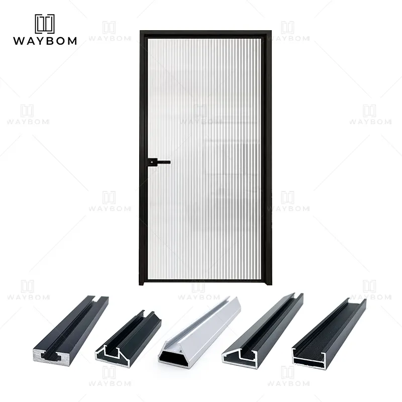 Porte a battente interne in alluminio di fascia alta con telaio sottile in vetro rivestito porte a battente a vista completa profili sottili OEM/ODM