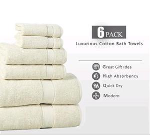 Wholesale Plush Touch Bath <strong>Towel</strong> Custom 6 Pcs Sets Hand and Face <strong>Towels</strong> Bath 100% Cotton Combed Ring Spun Zero Twist Gift Set - Product Image 3