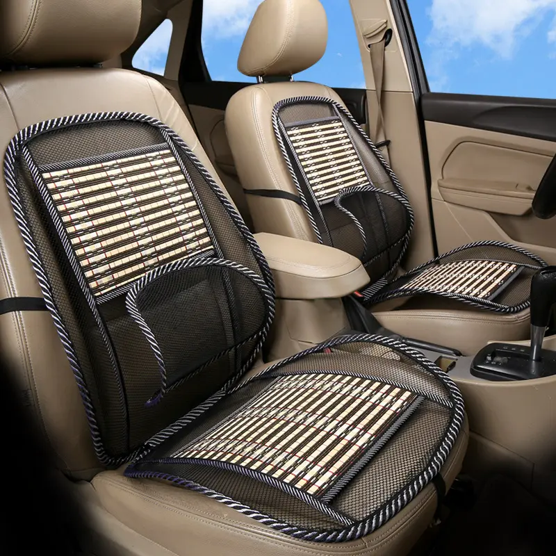 Accesorios de coche Cojines naturales universales Refrigeración Cuentas de madera Cojines de asiento trasero de coche Asiento de masaje cintura