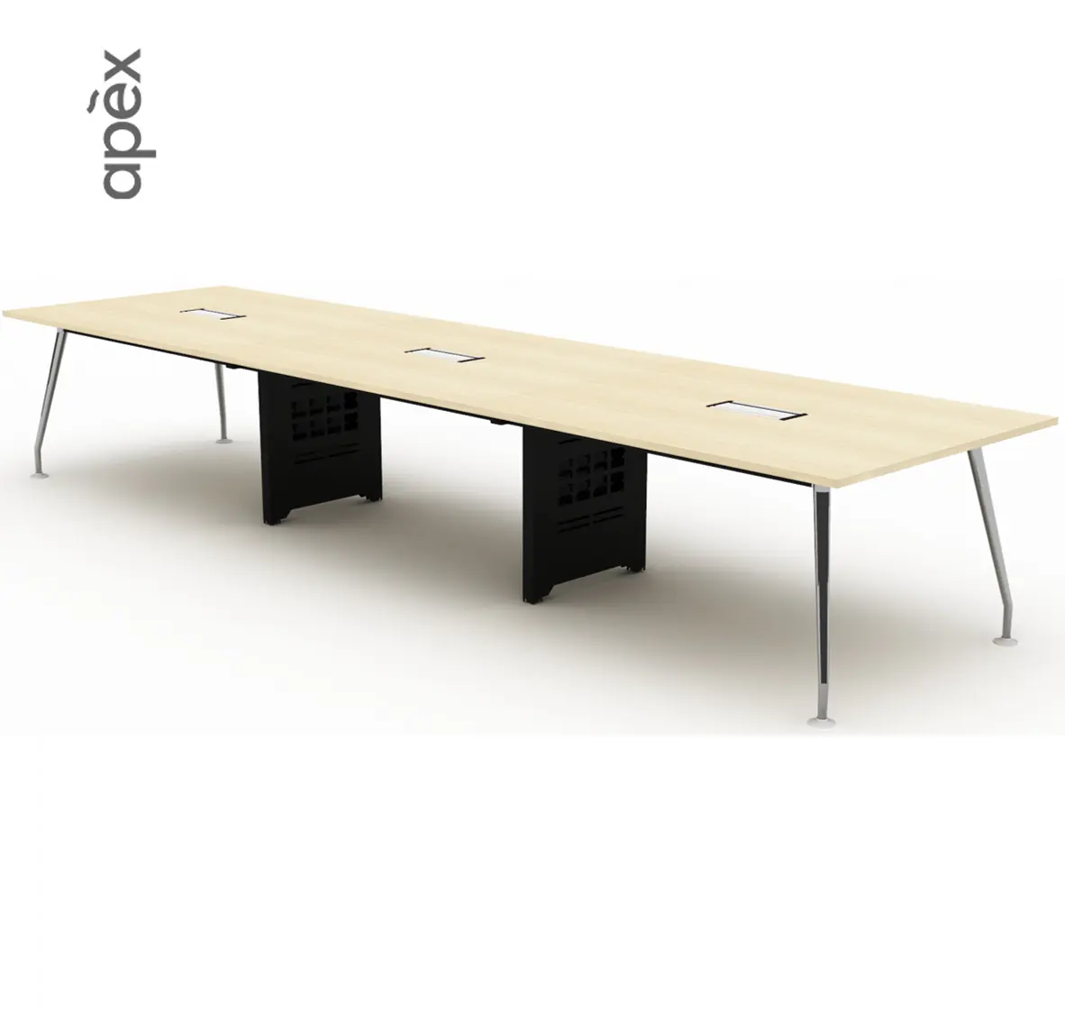 Escritorio de muebles de oficina de una parada Mesa de enlace de reunión de madera viene con carcasa de aleta y tres mesas para medir profundidad media