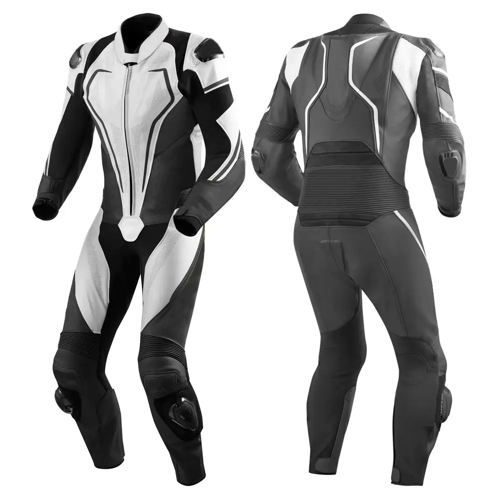 Traje de carreras de cuero para motocicleta, de una pieza, hecho a medida, de cuero genuino