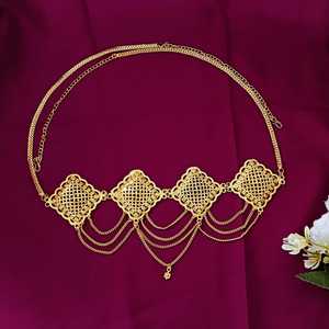 インドの伝統的な刻まれた金メッキトーンの結婚式のボディジュエリーインドのウエストヴィンテージベルトベリーチェーンブライダルカマルバンドジュウェル