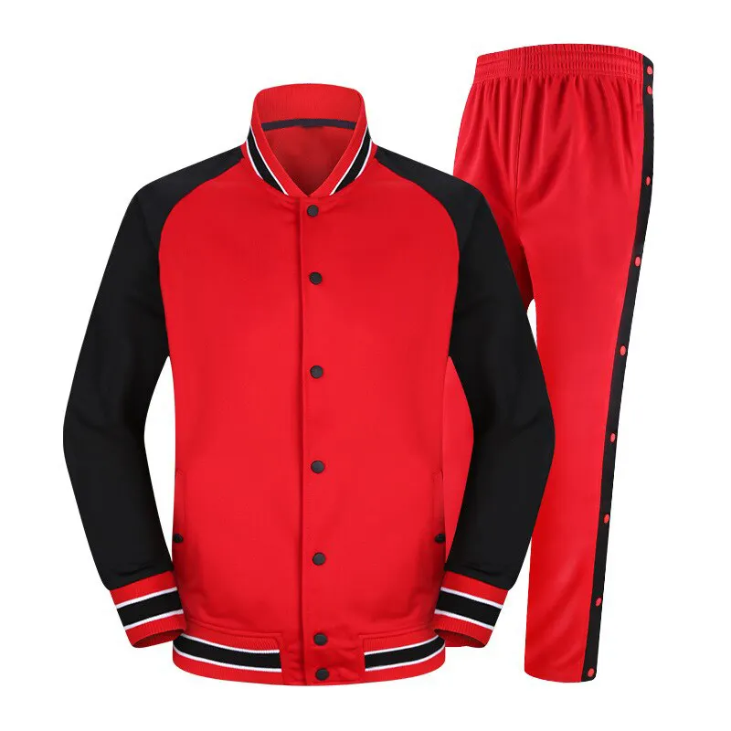 Uniformes de baloncesto para hombre, trajes con pantalones con botones completos, conjuntos de ropa deportiva, chándal de equipo deportivo con chaqueta de botón completo