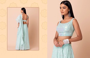 ピーコックとバーラトの独占的な重い非常によく作られた刺繍は、女性のためのブライダルLehenga Choliを設計しましたオンラインセール - Product Image 2