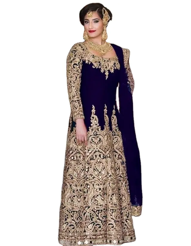 Latest Velvet Beautiful Embroidery work full real mirror Work Designer Indian Pakistani suit