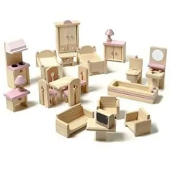 Enfants en bois Miniature maison de poupée Kits ensemble de meubles jouets pour semblant jouer maison patte patrouille jouets bus jouets rêve maison de poupée