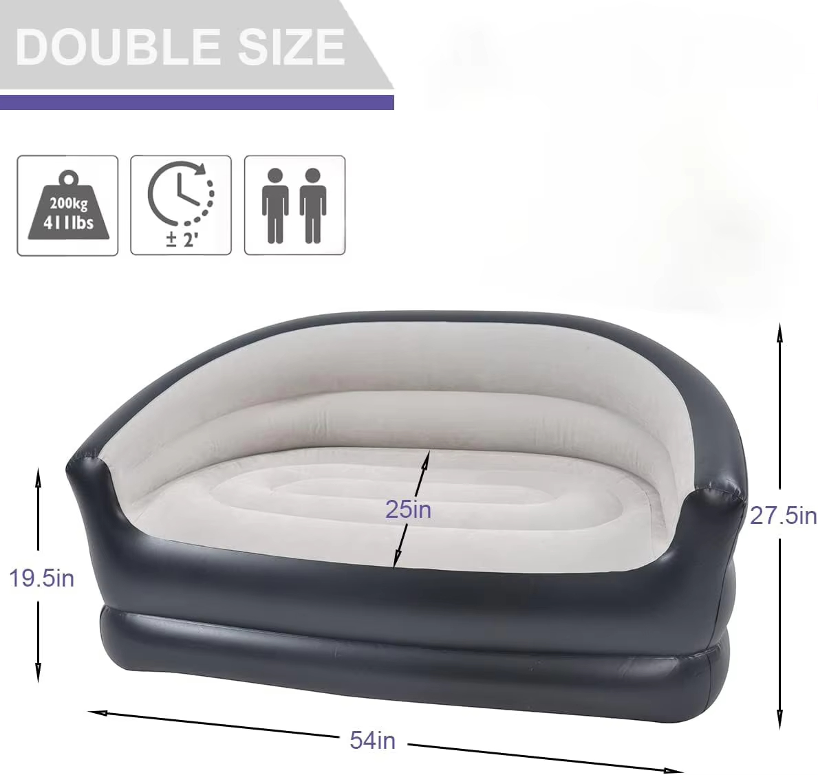 Double flocked sofa