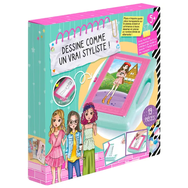 Jeu créatif pour dessiner des modèles vêtements et accessoires contiennent 19 pièces