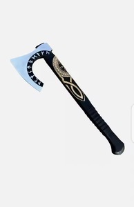 2025 thiết kế mới chất lượng cao sang trọng Viking rìu Gỗ hồng xử lý thép carbon cao Damascus rìu đầu 20-inch da công nghiệp - Product Image 2