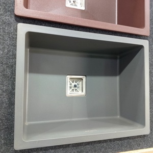 印度工厂批发黑色水槽厨房石英石英石单碗石英石厨房水槽 - Product Image 4