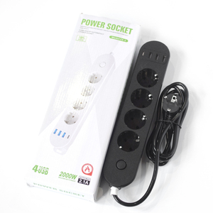 European Style 4-Way 8-Hole Power Strip <strong>Extension</strong> <strong>Socket</strong> Multi-Function Switch Accessory for Home or Office - Product Image 1