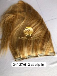 Wholesale 24'' Colour #27/613 Straight Remy <strong>Hair</strong> Extensions <strong>India</strong> Raw Unprocessed Indian Temple Virgin Clip <strong>Hair</strong> Best Quality!