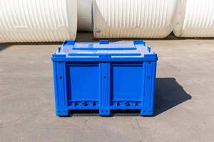 Caja de palés grande de industria sólida de HDPE de alta resistencia, contenedor de plástico con tapa, contenedor apilable para almacenamiento - Product Image 6