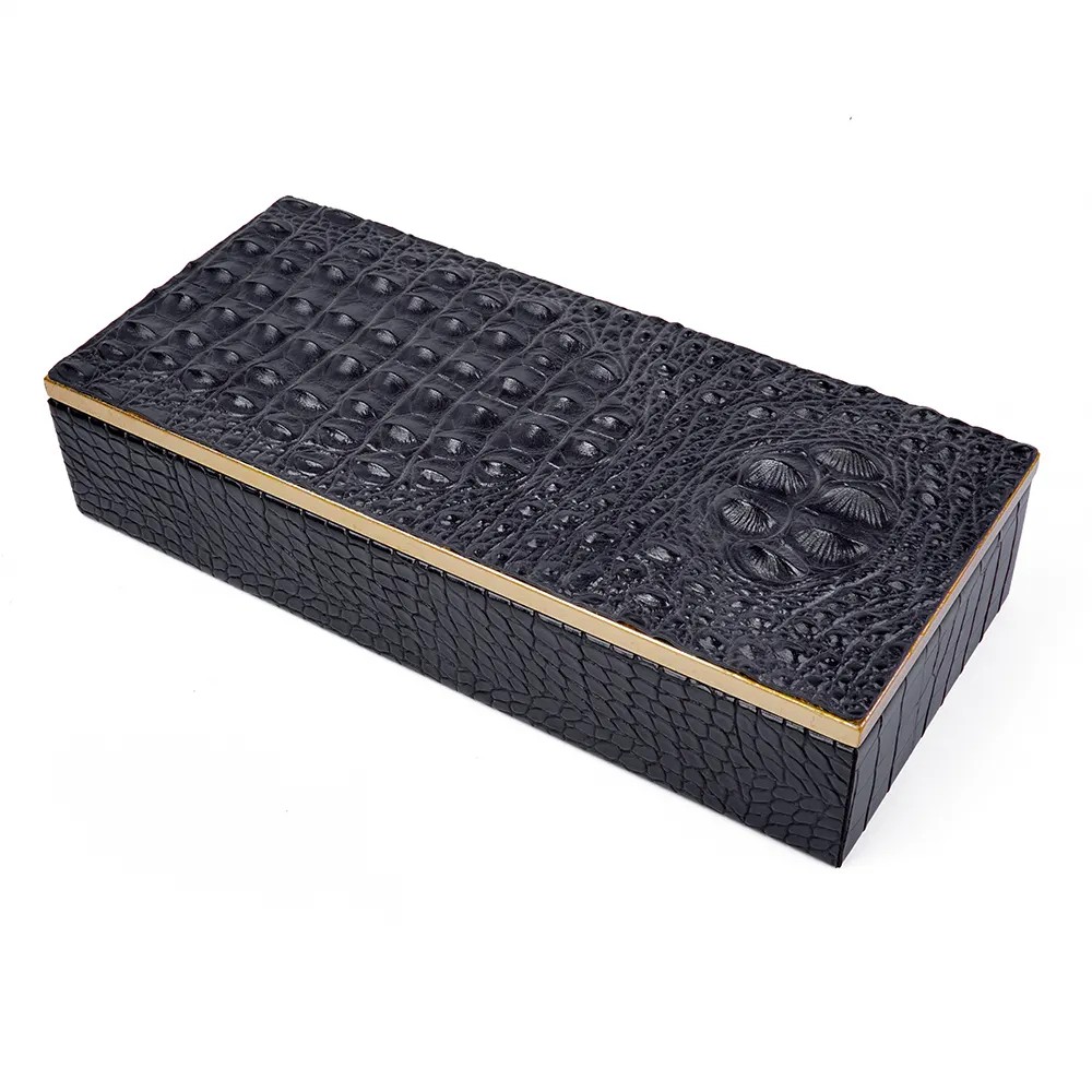 मगरमच्छ चमड़ा पैटर्न बॉक्स लकड़ी उत्पाद लकड़ी का मसाला उपहार बॉक्स