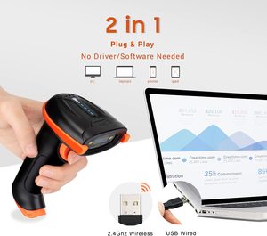 Tera-escáner de código de barras láser, lector de código de barras portátil con cable, inalámbrico, versátil, 2 en 1, 2,4 Ghz, USB 2,0, 1D, 5100 - Product Image 5