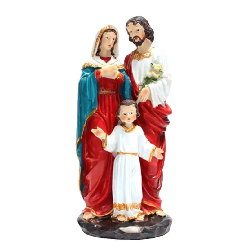 Artigianato famiglia religiosa statua decorazione per la casa OEM/ODM scultura in resina moderna N/A europa santo gesus padre vergine Maria con bambino