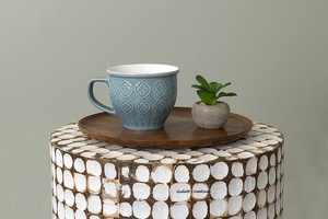 Giọng whitewashed Vòng cuối bảng làm bằng vỏ dừa thật thủ công bảng phụ cho phòng khách, phòng ngủ, trang trí nội thất - Product Image 3