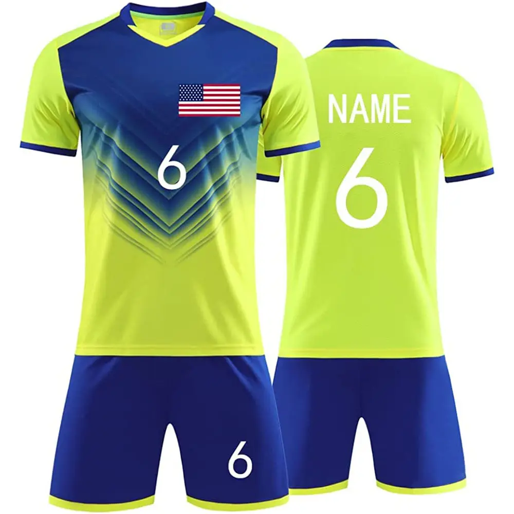 Custom Men Soccer Jersey Suit Personalized Printed Any Team Name Number Design Training Football Soccer Uniform