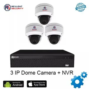3チャネルIPセキュリティシステム双方向オーディオ顔検出ナイトビジョン屋内 & 屋外用CCTV NVRキット - Product Image 1