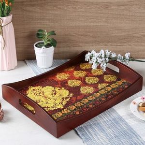 环保矩形竹木管家服务托盘，带侧把手，用于早餐咖啡桌 - Product Image 6