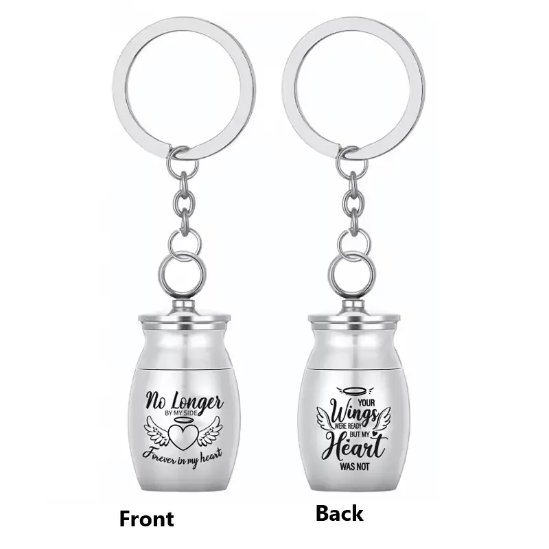Memorial Pets urn keychain but forever in my heart Key Rings Stainless Steel Waterproof Pendant Dog Cat Pet Cremation key chains