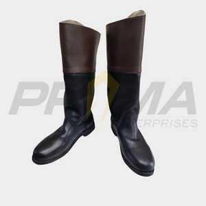 Revolutionary War <strong>Colonial</strong> Riding Boot, Long Leather Boots, US Size 5-15 Color Black with Brown Top.
