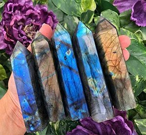 Labradorite หอคอยคริสตัลสีฟ้าฉูดฉาด,ไม้กายสิทธิ์ขนาดใหญ่สำหรับบำบัดหรือตกแต่ง - Product Image 1