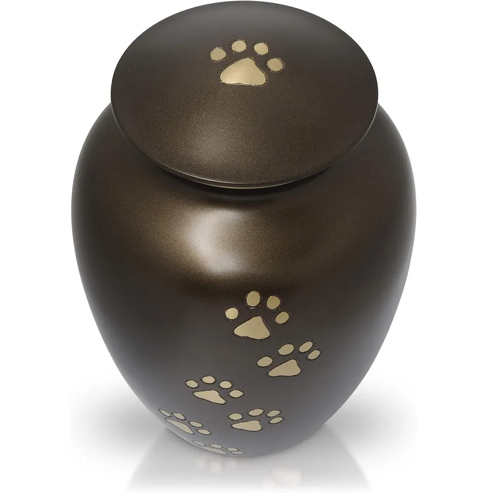 最高品質の葬儀の壷は卸売価格のための古典的なネジ蓋棺犬猫金属葬儀の壷火葬ペットの壷を供給します