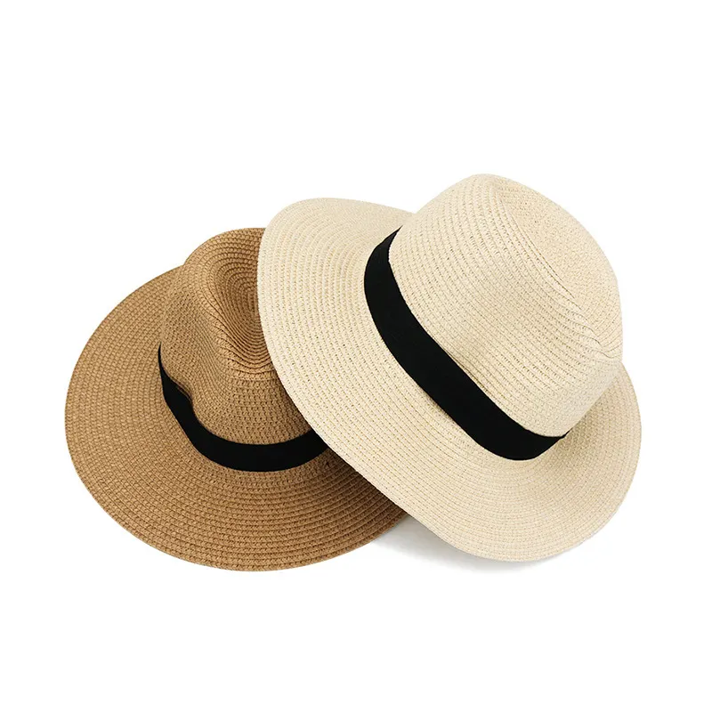Sombrero de paja de Panamá de verano con logotipo personalizado sombrero de sombrilla de sombrero de paja Panamá transpirable