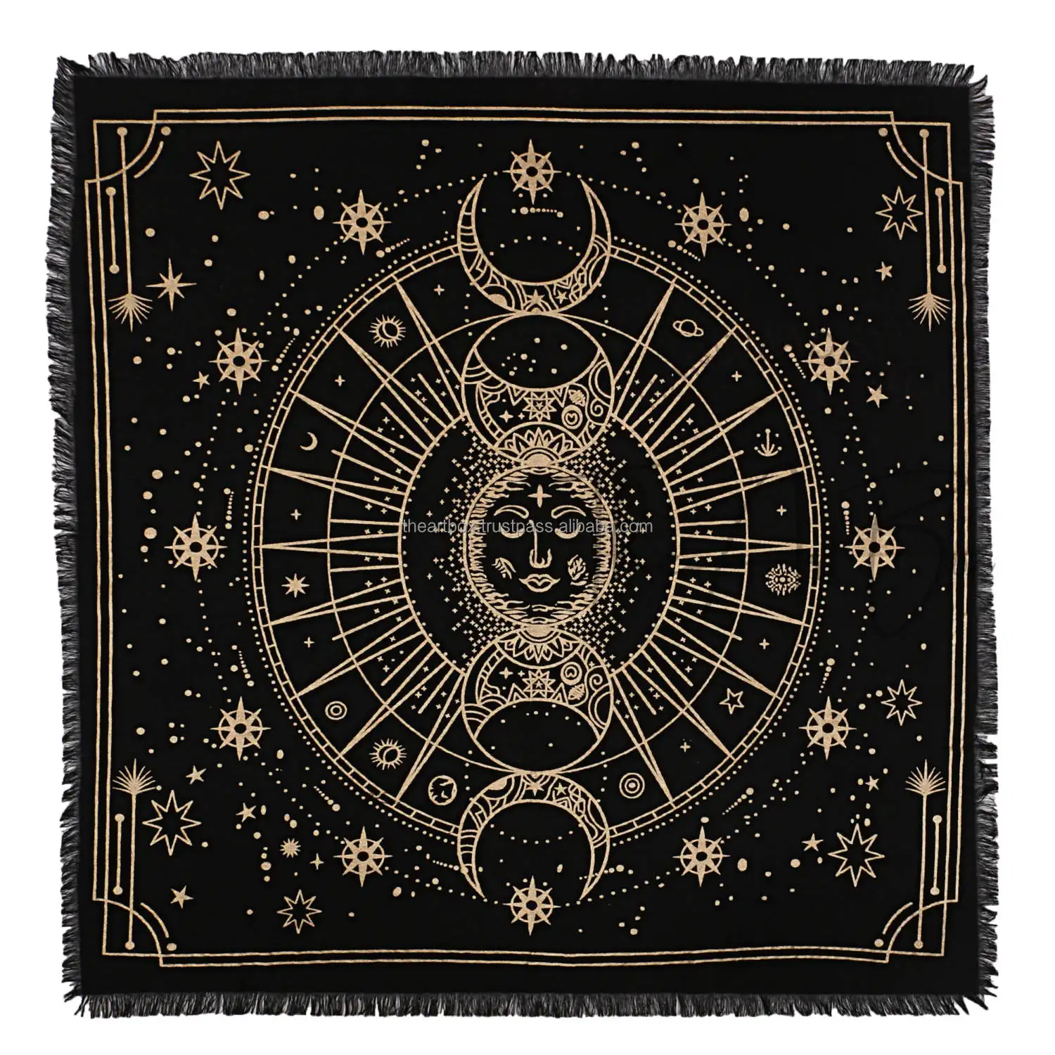 Golden Celestical Lua Fases parede Pendurado Altar pano algodão indiano Home Textile Astrologia Aasan Cinco Fases Lua Altares Quadrados