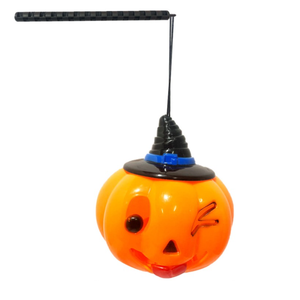 Lanterna di zucca con palo portatile per bambini di Halloween con cappello da strega nero, decorazioni per feste - Product Image 1