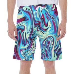 Yaz kullanımı rahat erkekler plaj spor şort gevşek örgü düz Polyester <span class=keywords><strong>erkek</strong></span> yüzmek mayo şort palmiye ağacı baskılı tasarım şort