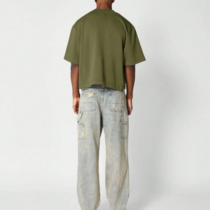 100% pamuk erkek t-shirtü gevşek fit printed2025 Streetwear T Shirt üreticisi Premium kalite boş düz pamuk <span class=keywords><strong>220</strong></span> Gsm
