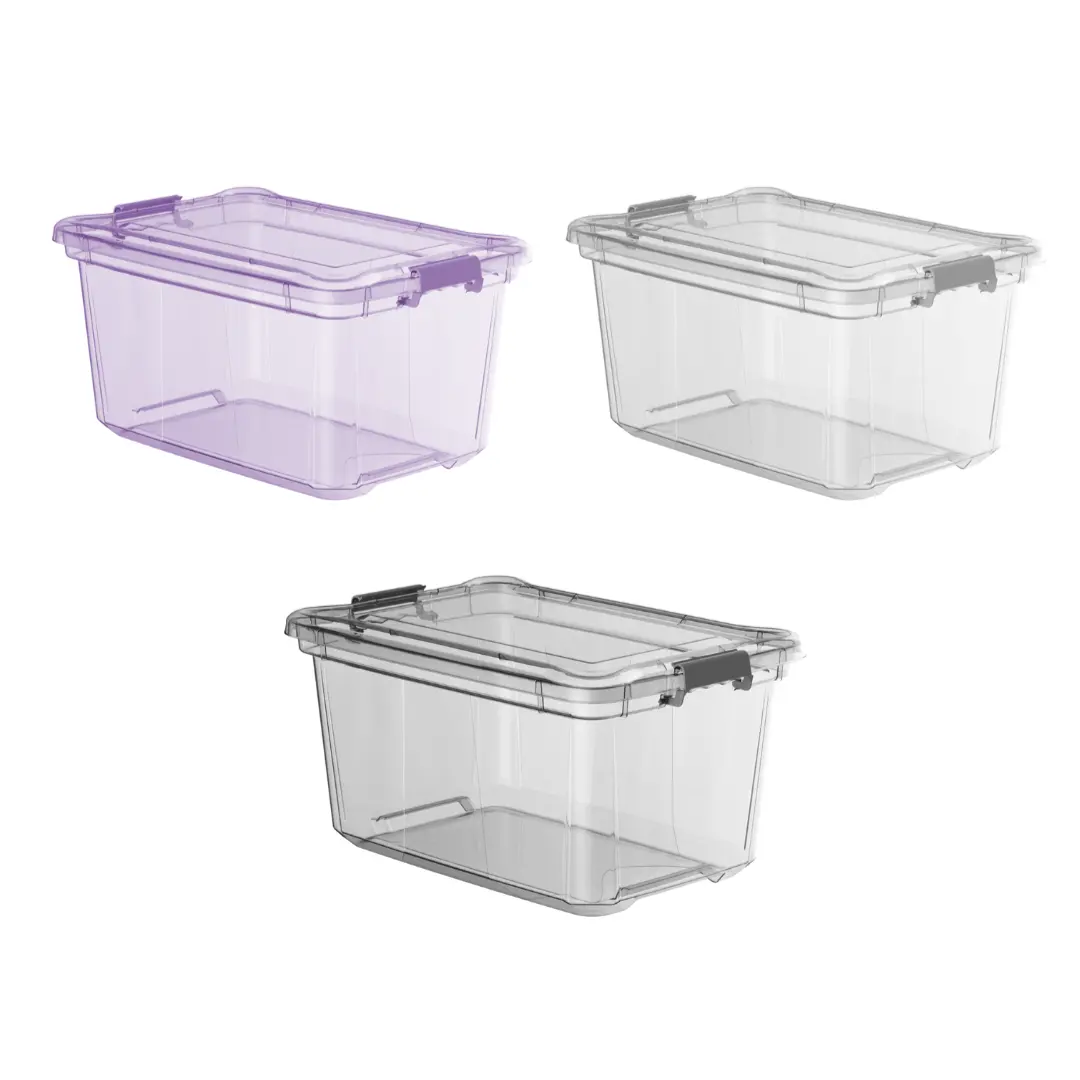 Organizer Storage Box Plastic with Lids 27l/50l Capacity Transparent BPA Free PP Plastic Plasvale