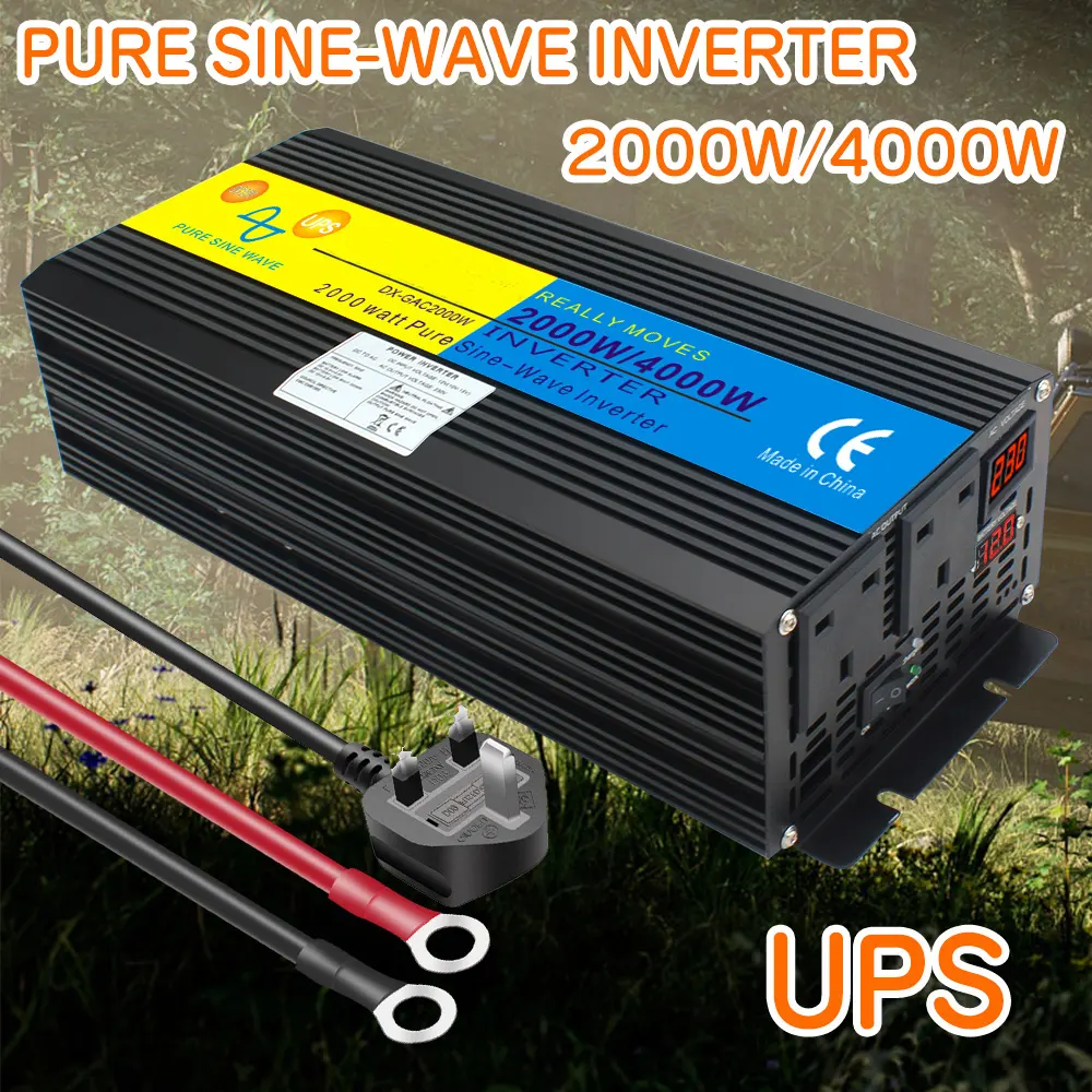 2kw UPS potência de pico 4000w DC 12 V a AC 220 V 1500w inversor de onda senoidal pura