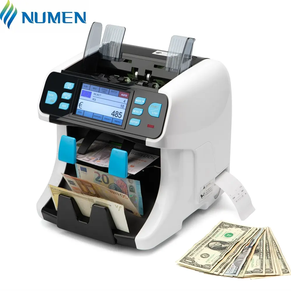 Numen SH-208C Multi-Valuta Geld Teller Met Serienummer Afdrukken Nep Geld Detectie Cash Telmachine