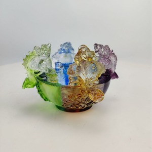 Soldi in vetro di cristallo rospo statuetta ricchezza ciotola ornamento fabbrica negozio decorazione per la casa regalo di apertura Feng Shui fortuna