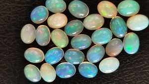 Doğal beyaz etiyopya Opals 6x4mm Oval şekilli Welo bombeli kesim opal  kesim taşlar takı için gevşek çok yangın beyaz Opal kabinler - Product Image 4