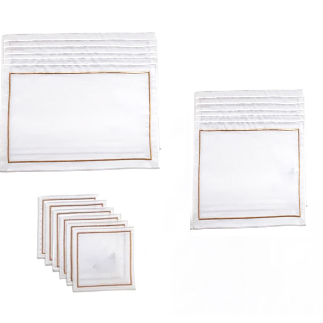 Napperon de serviette et ensemble de trois pièces de dessous de verre