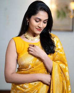 Yüksek kaliteli ağır jakarlı ipek mor renk saree ile gökyüzü mavi sınır Sarees ile altın büyük jakarlı dokuma sınır - Product Image 6