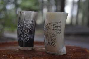 Antique Design Natural Horn Short Glass Handcrafted Bear Drinking <strong>koi</strong> Cup for Bar Exquisite Carved Animal Style Direct Export - Product Image 3