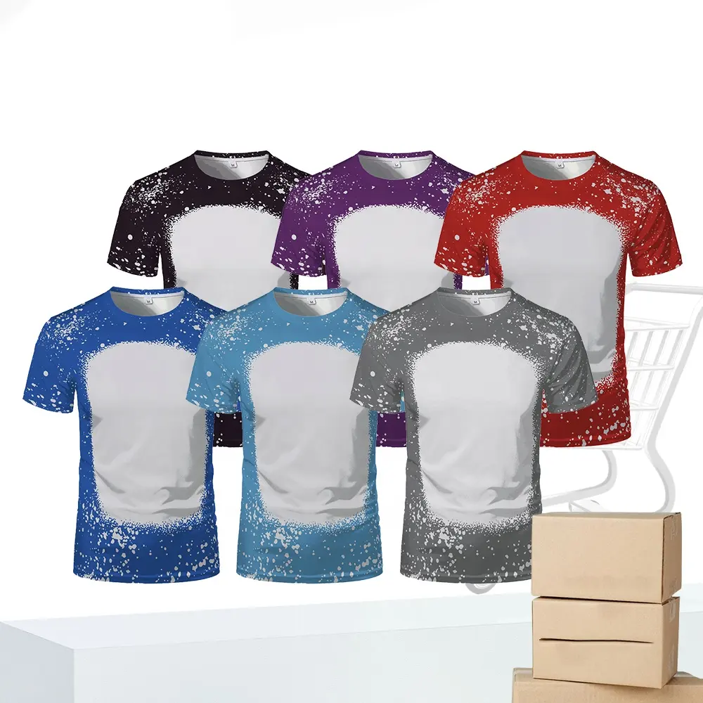 T-shirt thermique à Sublimation avec Logo personnalisé, 100% Polyester, taches colorées, T-shirts à Sublimation