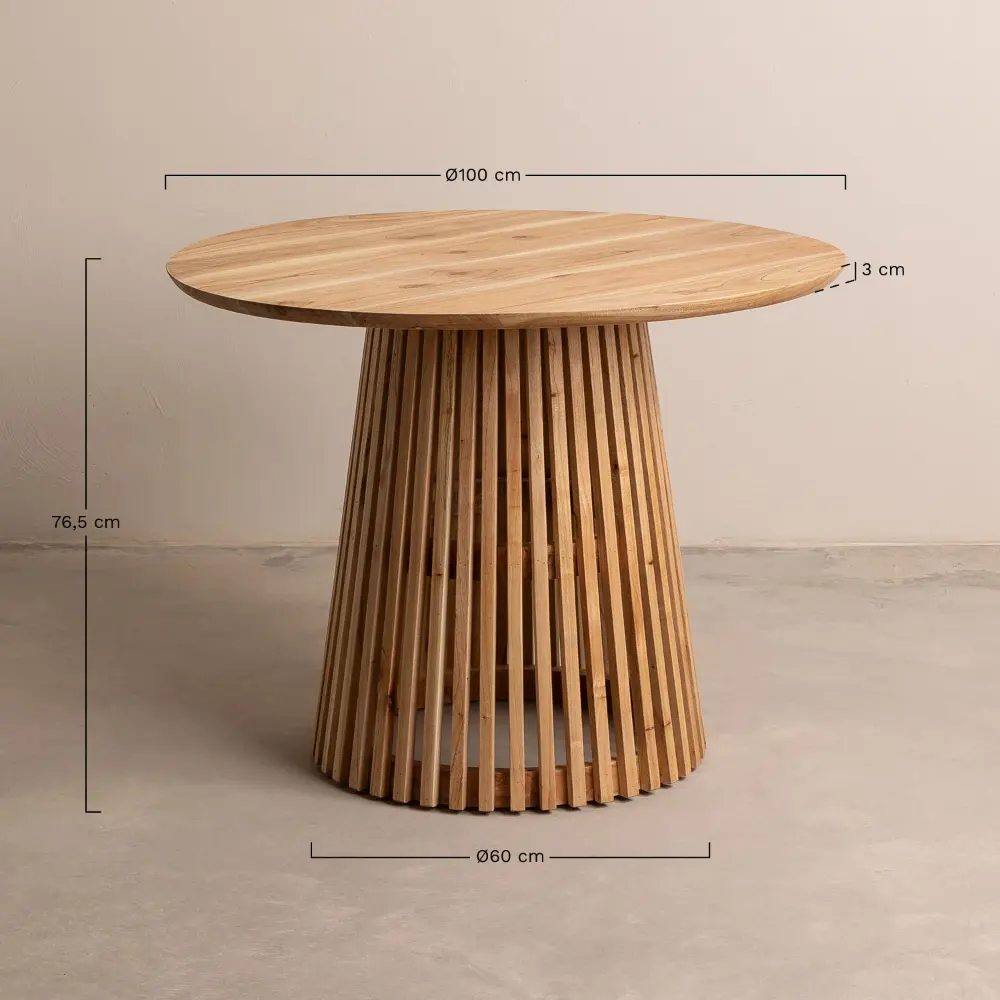 MRS Wood-mesa de centro de madera maciza, diseño de estilo antiguo, redonda, de lujo, reciclada, para sala de estar