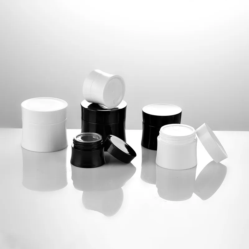 Confezione cosmetica 15g 30g 50g forma speciale vuota nero bianco ombretto Spot crema maschera barattolo di plastica PP