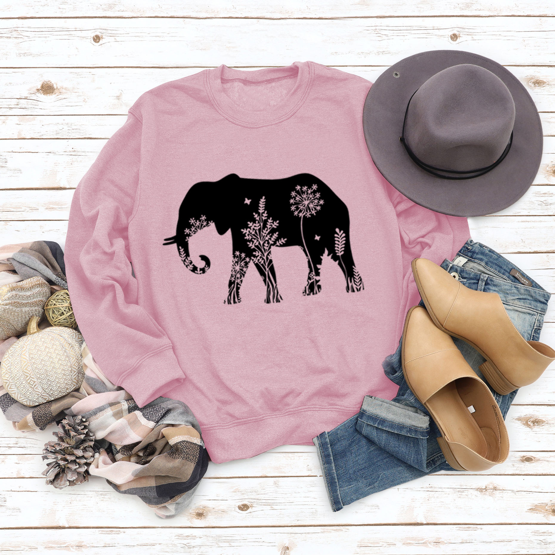 Pink sweatshirt (black font)