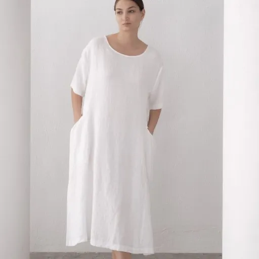 लिनन की शर्ली जेब ढीली कपड़े शुद्ध कार्बनिक लिनन के कपड़े महिला कपड़े, महिलाओं के कपड़े