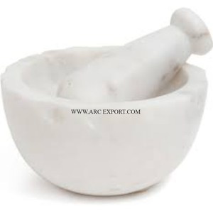 מטבח מסעדה כלי מרגמה ו-pestle רגיל מעצב יוקרה חם למכירה שיש לבן מרגמה עם בסיס מתכת