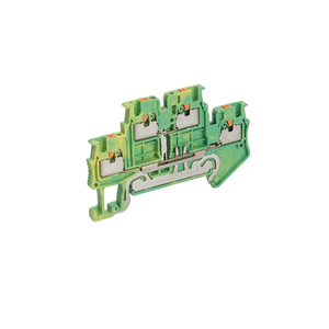 Bloque de terminales de tierra de empuje de doble capa de 24-14AWG, riel DIN para aplicaciones de automoción y de resorte - Product Image 1